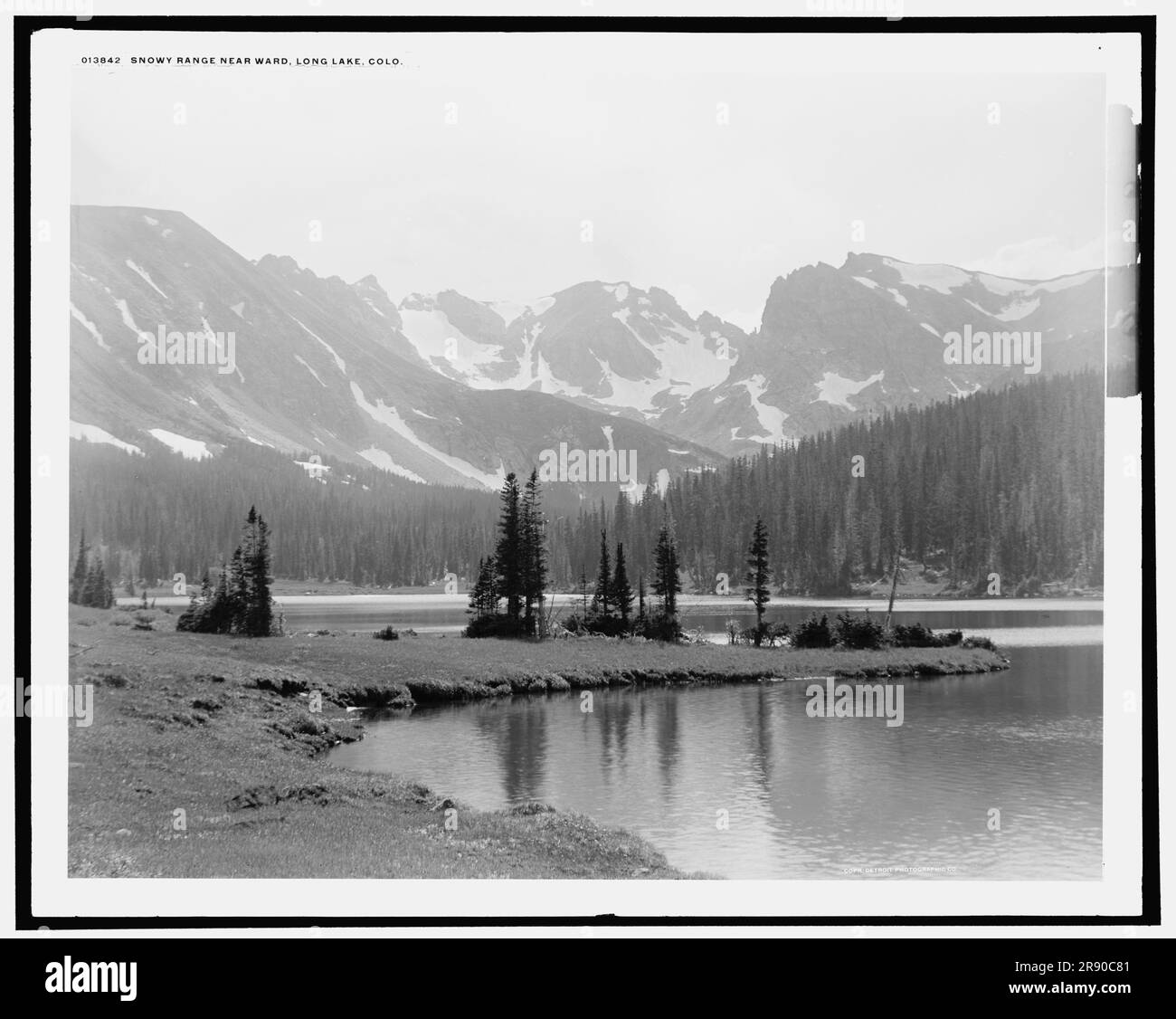 Snowy Range bei ward, Long Lake, Colorado, c1901. Stockfoto