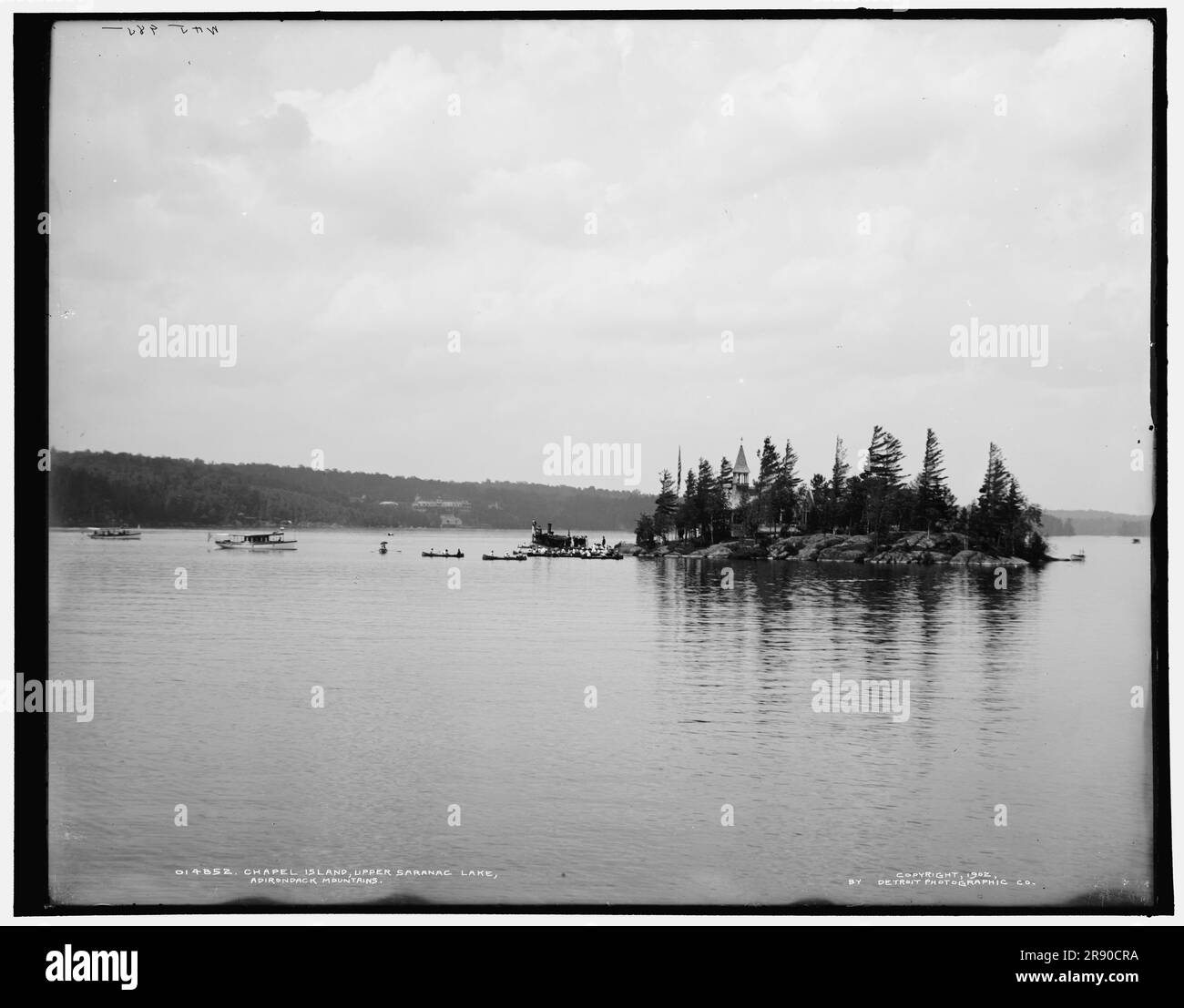 Chapel Island, Upper Saranac Lake, Adirondack Mountains, c1902. Stockfoto