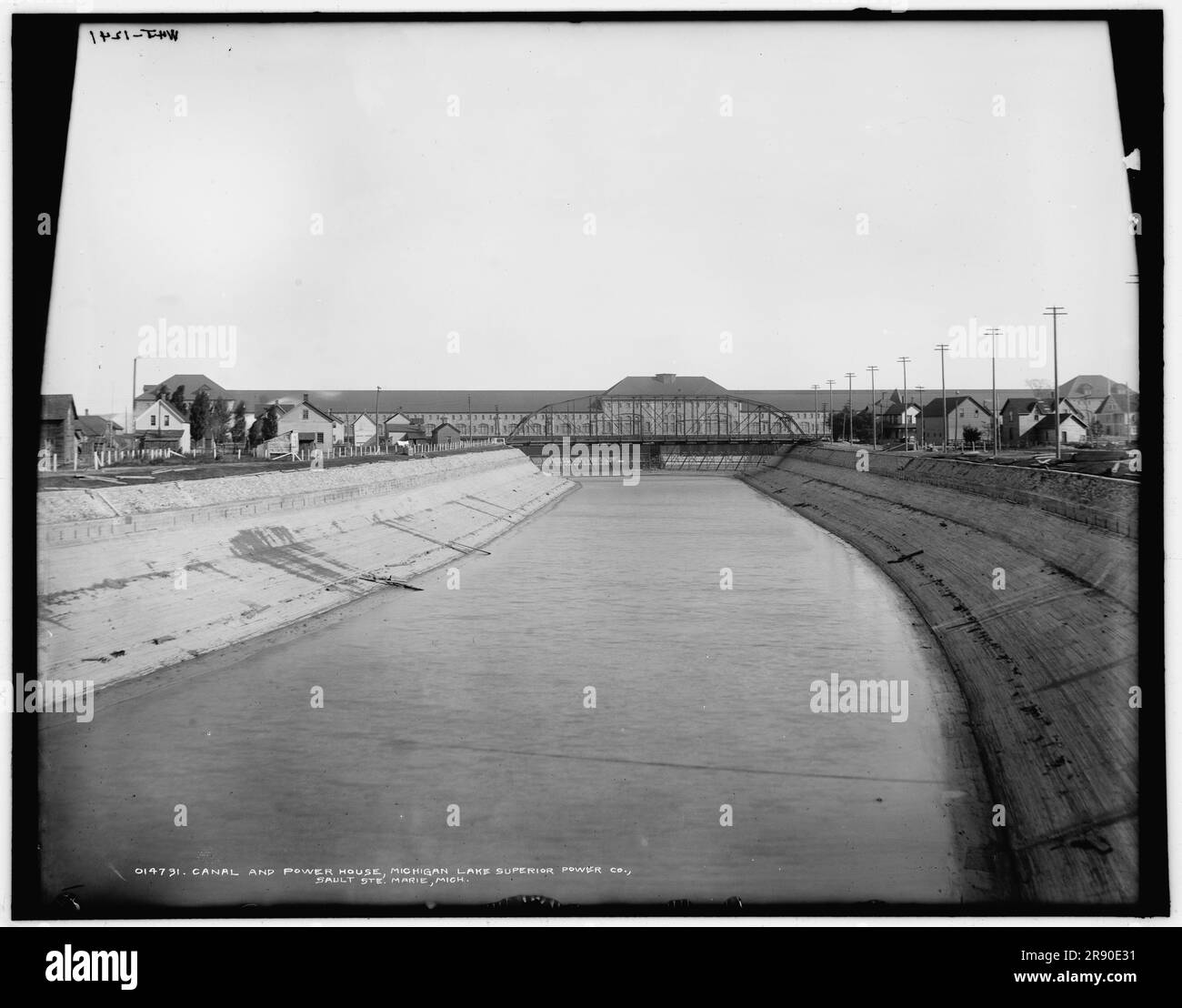 Canal and Power House, Michigan Lake Superior Power Co., Sault Ste. Marie, Michigan (1902?). Stockfoto