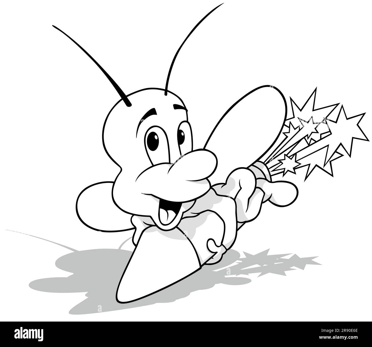 Zeichnung eines Käfers, der auf einer Feuerwerksrakete sitzt Stock Vektor