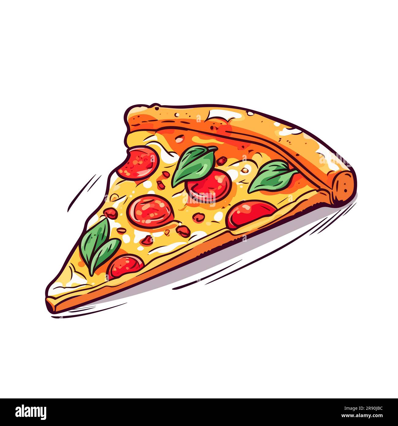 Italienische Pizza. Pizza, handgezeichnet. Vektor-Doodle-Zeichentrickfilm-Illustration Stockfoto