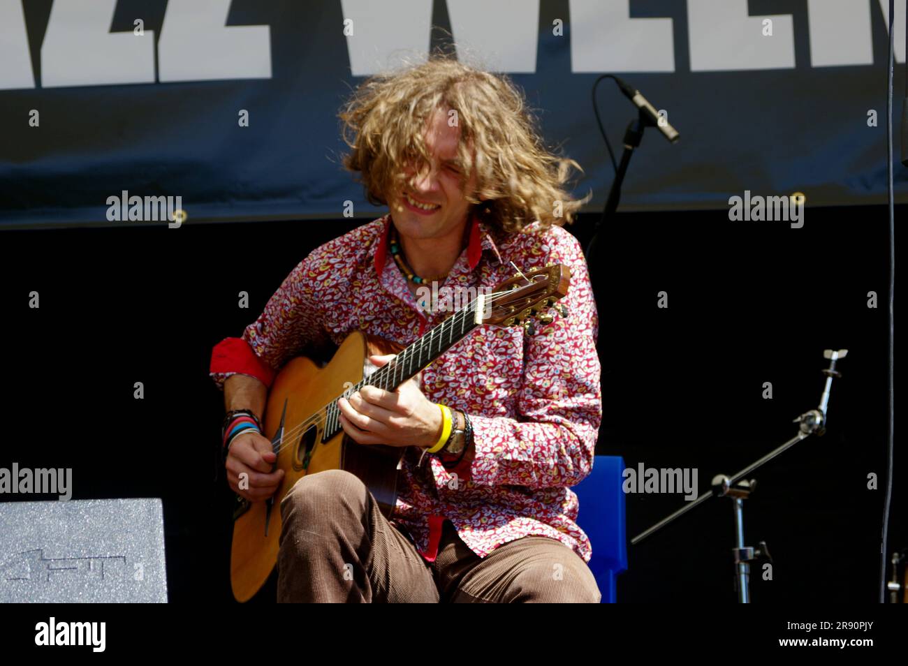 Remi Harris, Remi Harris und Tom Moore Duo, Battle Jazz Weekend, Battle, East Sussex, 24. Juli 2022. Stockfoto