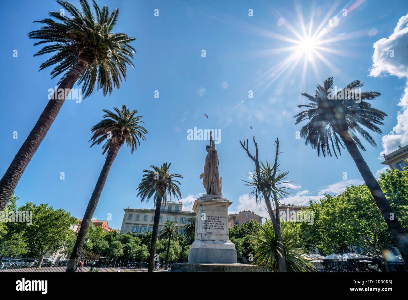 Bastia, Place Saint Nicolas, Statue de Napoleon Bonaparte, Korsika, Frankreich, Europa Stockfoto