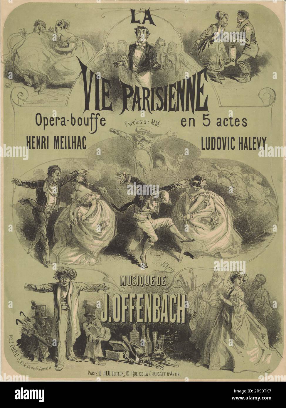 Poster für die Operette La vie Parisienne (Pariser Lebensstil) von Jacques Offenbach, 1866. Private Sammlung. Stockfoto