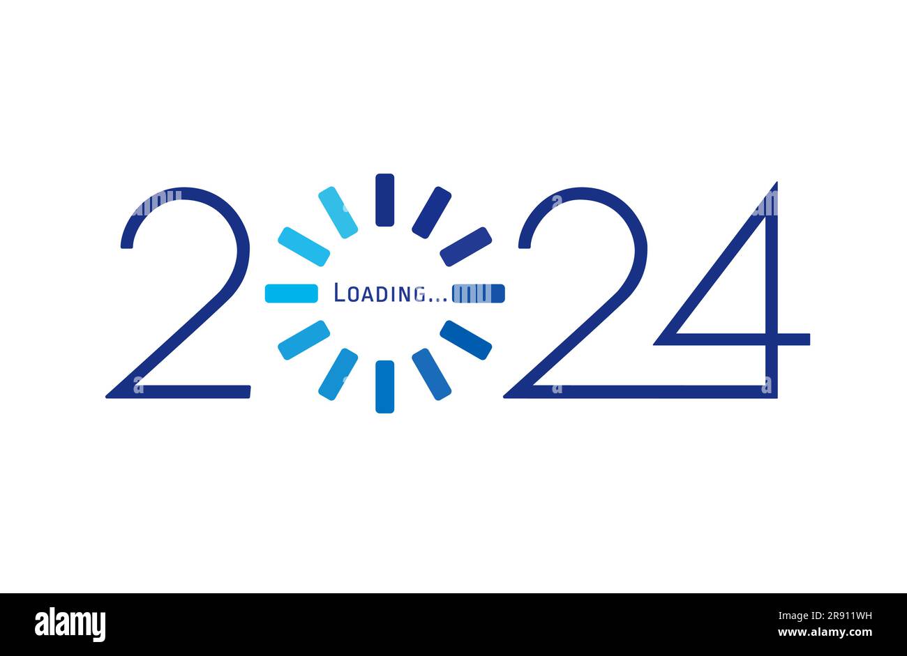 2024 Happy New Year Loading (alles gute zum neuen Jahr). Fortschrittsbalken für kreatives 2024-Zielplanungskonzept wird geladen. Vektordarstellung für Grafikdesign Stock Vektor