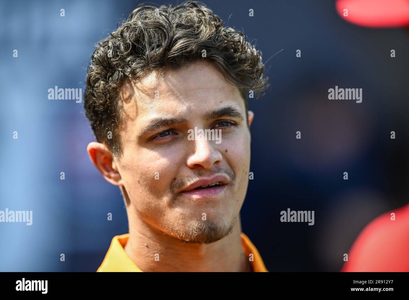 London, Großbritannien. 23. Juni 2023 Lando Norris ist am MLB London Series Workout Day 2023 für St. Louis Cardinals und Chicago Cubs im London Stadium, London, Großbritannien, 23. Juni 2023 (Foto von Craig Thomas/News Images) in, 6./23. Juni 2023. (Foto: Craig Thomas/News Images/Sipa USA) Guthaben: SIPA USA/Alamy Live News Stockfoto