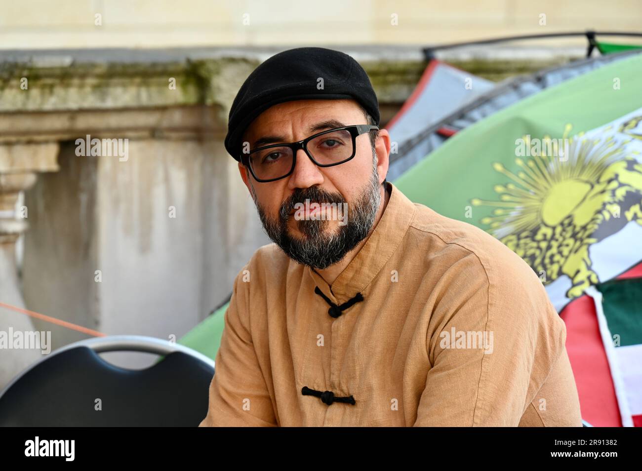 London, Großbritannien. 23. Juni 2023. Vahid Besheshti am 121. Tag seines Protestes gegen die FCDOGovUK, der die @GOVUK aufforderte, das IRGC zu verbieten. Kredit: michael melia/Alamy Live News Stockfoto