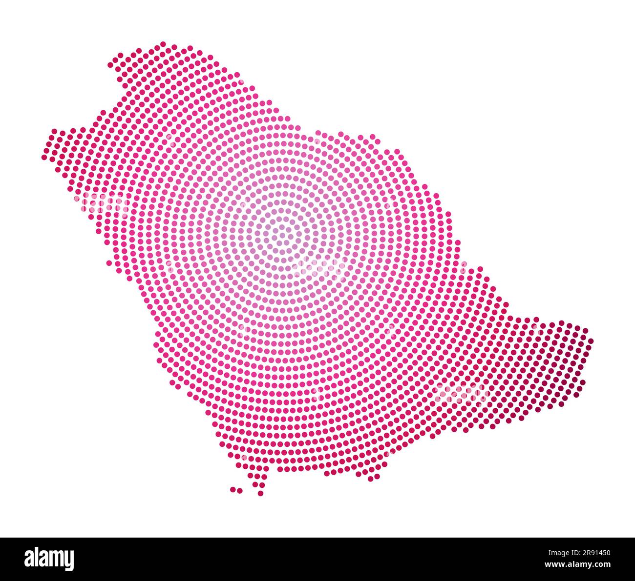 Saudi-Arabien gepunktete Karte. Digitale Form Saudi-Arabiens. Technische Ikone des Landes mit graduierten Punkten. Klassische Vektorillustration. Stock Vektor