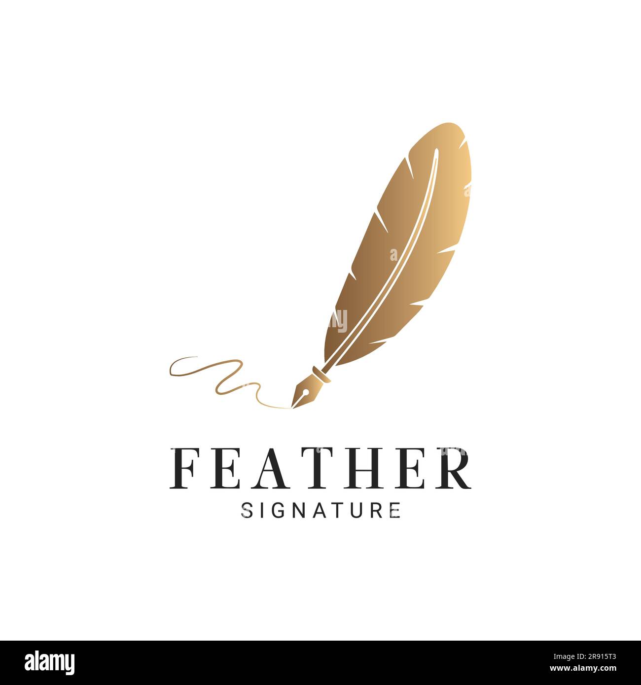 Logo „Luxury Feather“ Design Writer Schriftsteller Schriftsteller Logo Stock Vektor