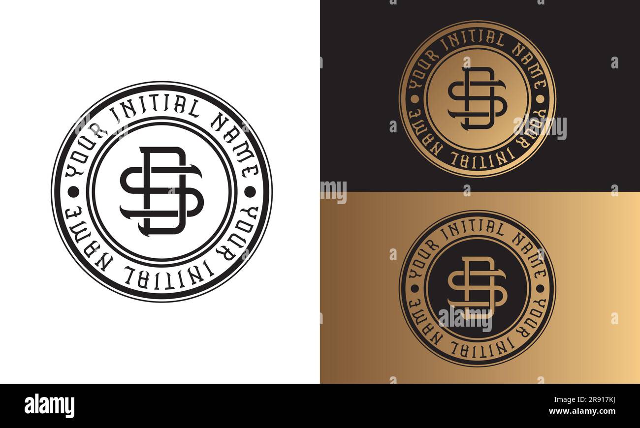 Luxury Initial SD oder DS Monogramm Letter Text Logo Streetwear Fashion SD Initial Logo Traditional Initial Font Stock Vektor