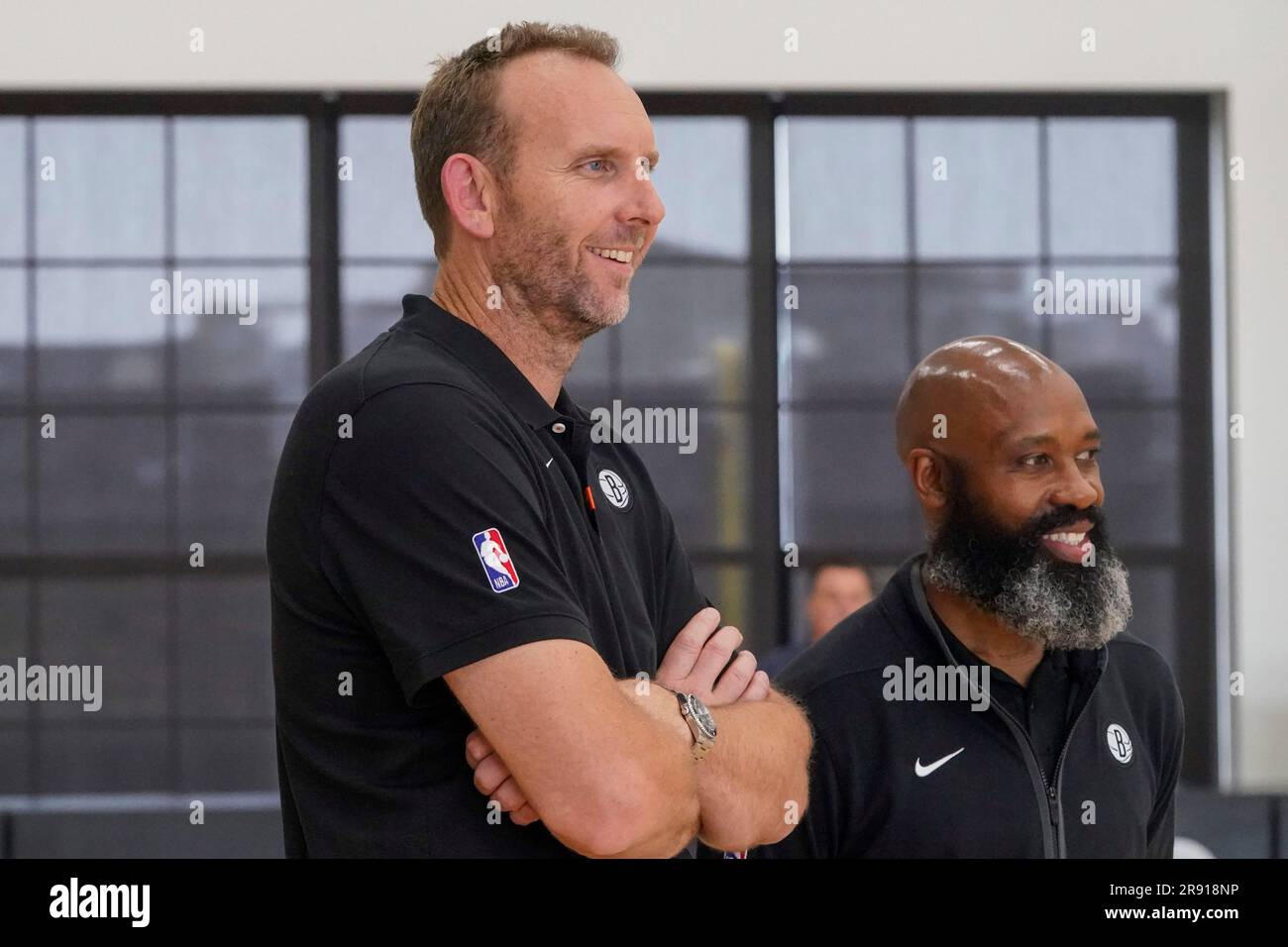 Brooklyn Nets General Manager Sean Marks, left, and head coach Jacque