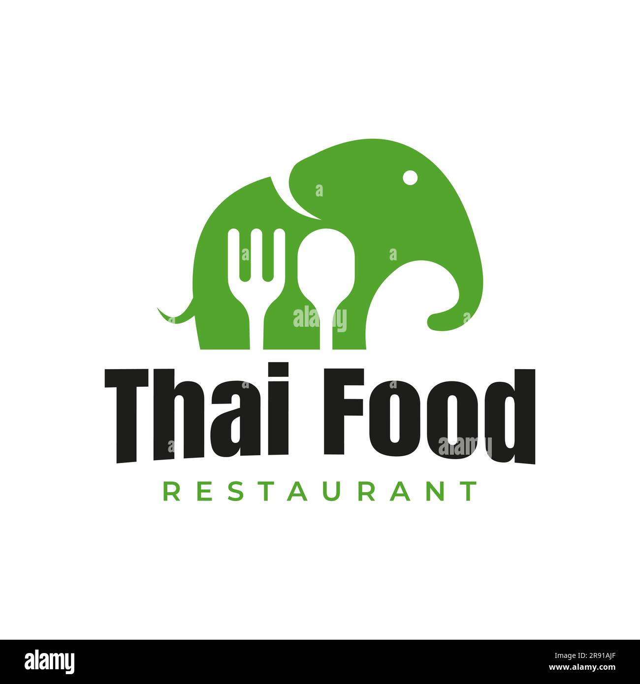 Elefantenbesteck Logo inspiriert von modernem Speiserestaurant Stock Vektor