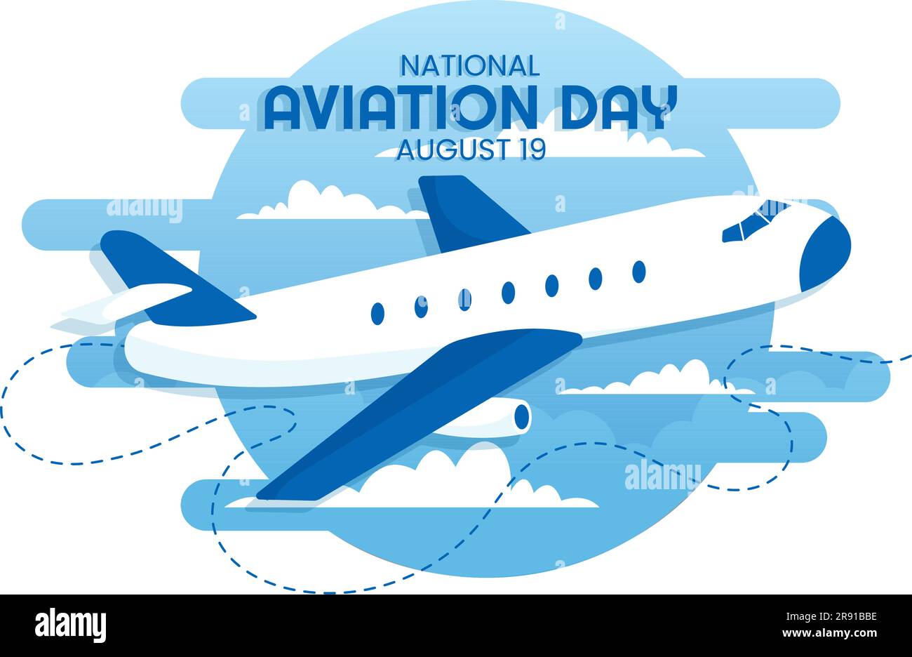 National Aviation Day Vector Illustration eines Flugzeugs mit himmelblauem Hintergrund oder Flagge der Vereinigten Staaten in flachen, handgezogenen Cartoon-Vorlagen Stock Vektor