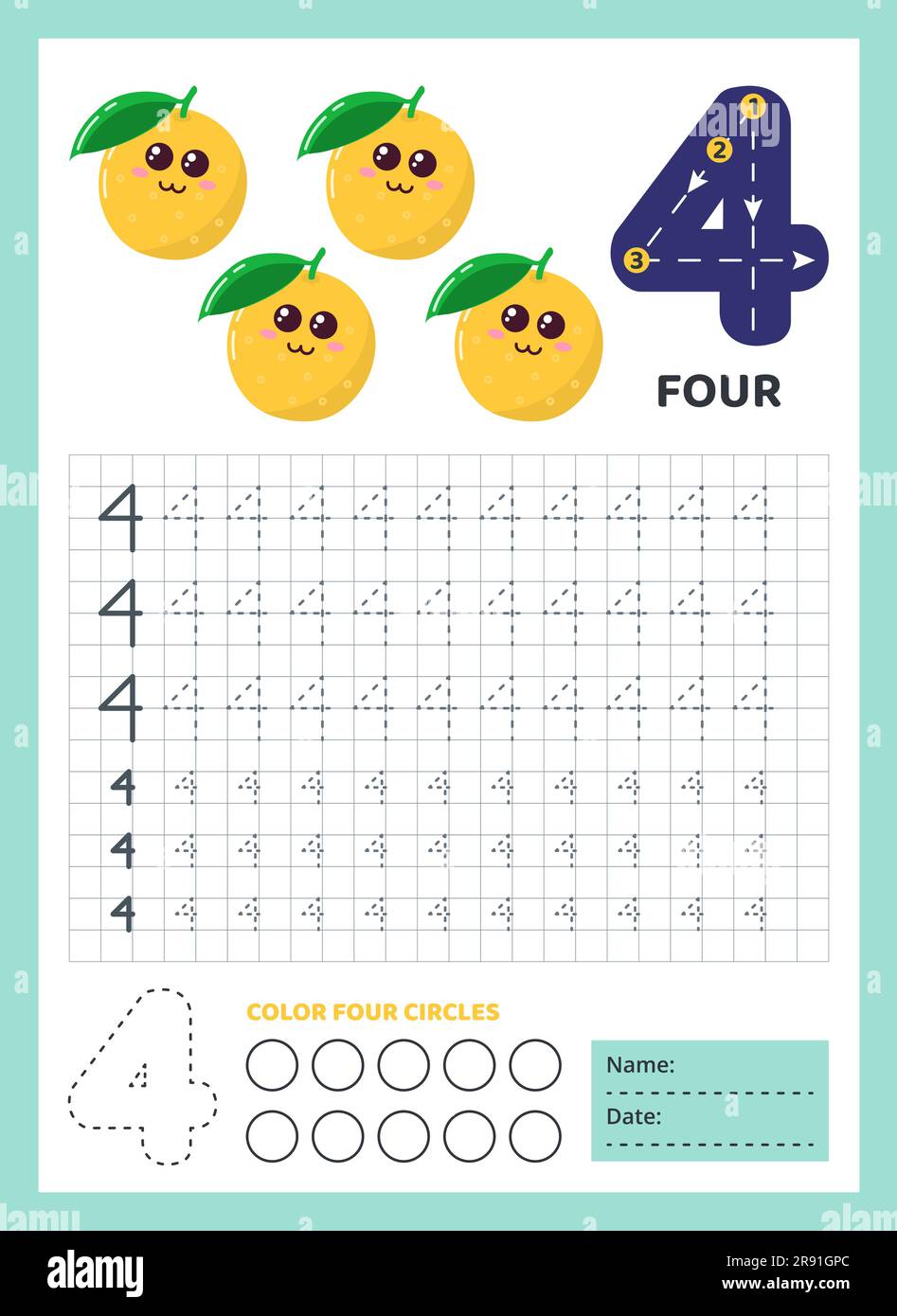 Arbeitsblatt zur Zahlenverfolgung für Kinder. Grafikaufgabe. Stock Vektor