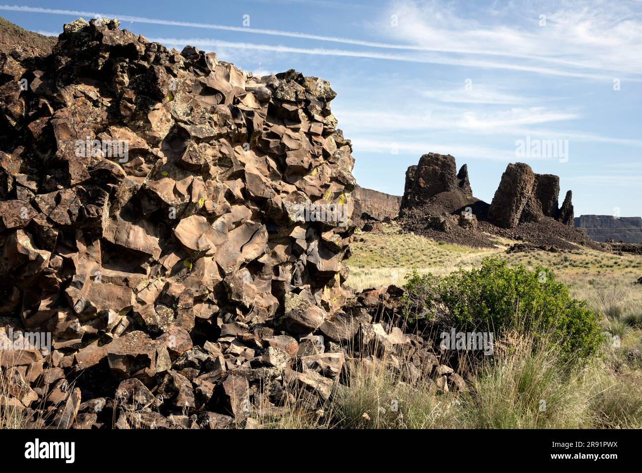 WA24422-00..... WASHINGTON: Basaltfelsformationen im Sun Lakes Dry Falls State Park, Grant County. Stockfoto