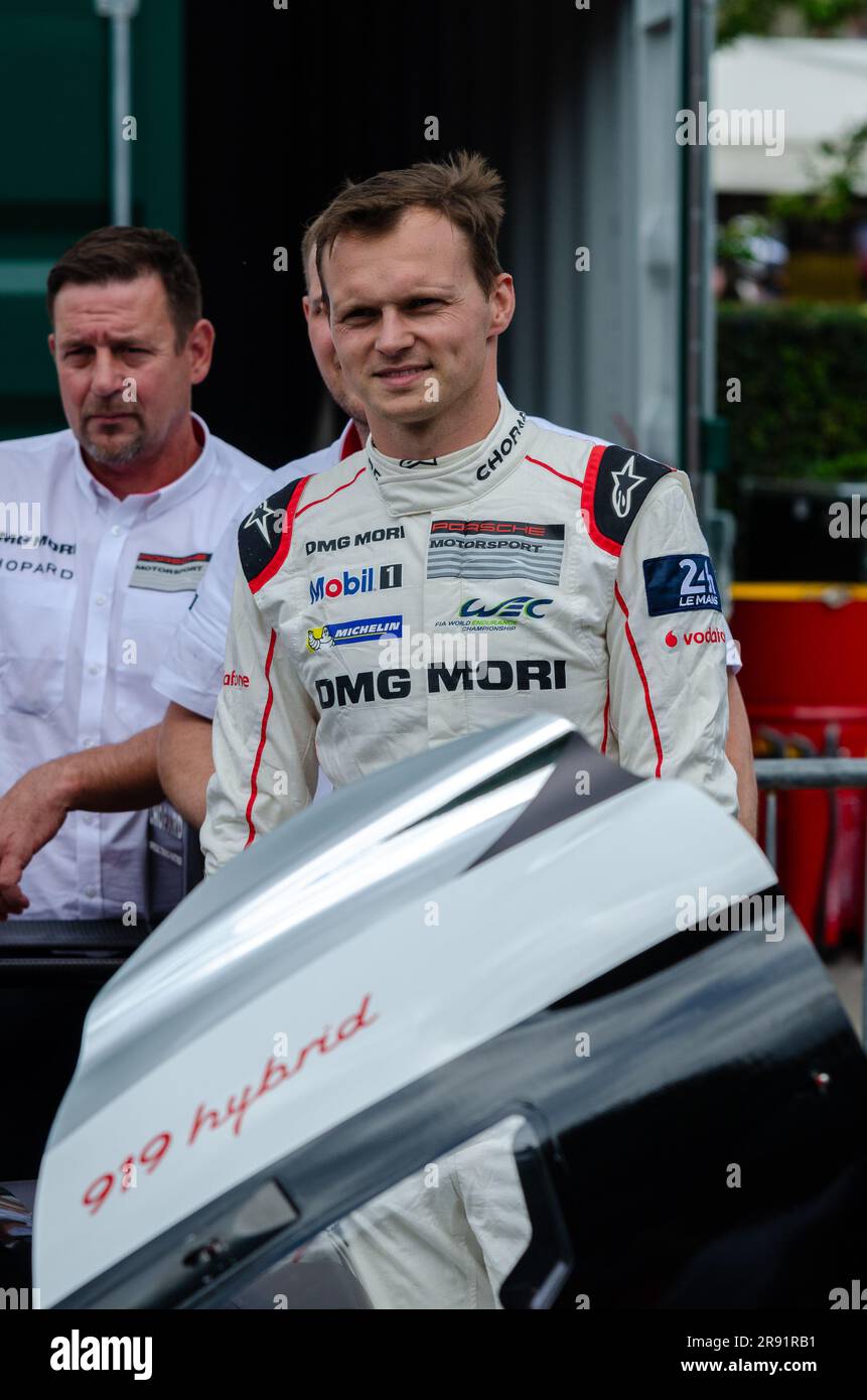 Marc lieb, deutscher Rennfahrer der Porsche-Fabrik, auf dem Goodwood Festival of Speed 2016 Stockfoto