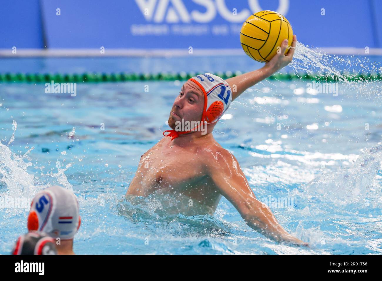 AMERSFOORT, NIEDERLANDE - JUNI 23: Jesse Koopman aus den Niederlanden während des Qualifikationsspiels der len European Waterpolo Championships 2024 Niederlande gegen Polen am 23. Juni 2023 in Amersfoort, Niederlande (Foto: Albert ten Hove/Orange Pictures) Stockfoto