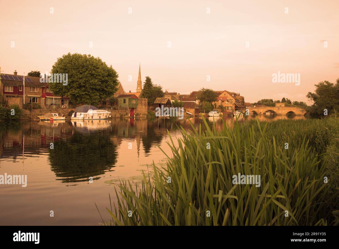 Großbritannien, Cambridgeshire - St. Ives bei Sonnenuntergang Stockfoto