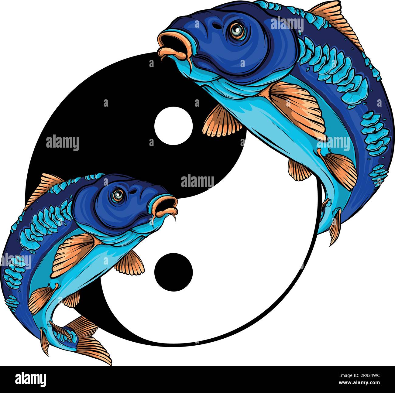 vektordarstellung zweier Karpfenfische im Kreis des Yin-Yang-Symbols. Stock Vektor