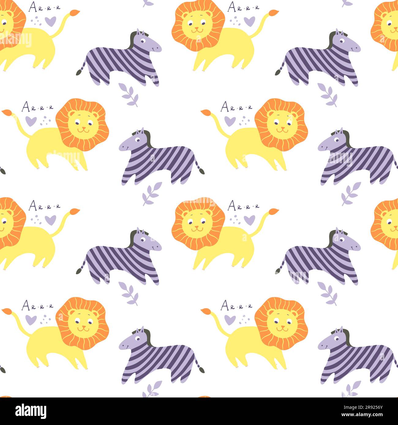 Kindliches Nahtmuster mit handgezogenen Tieren. Trendiger skandinavischer Vektorhintergrund. Perfekt für Kinderbekleidung, Stoff, Textilien, Dekoration im Kinderzimmer Stock Vektor
