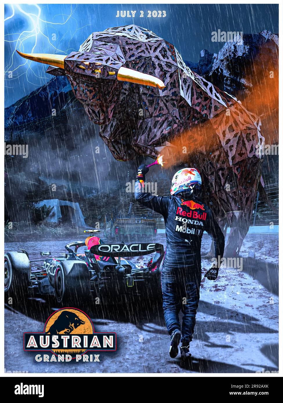 Poster zum österreichischen Grand Prix 2023-Rennen F1 Stockfoto
