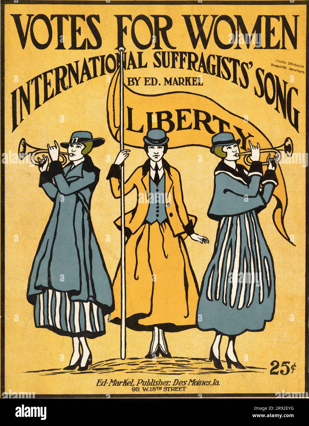 Notenblätter für A Votes for Women Song The International Suffragists' Song Stockfoto