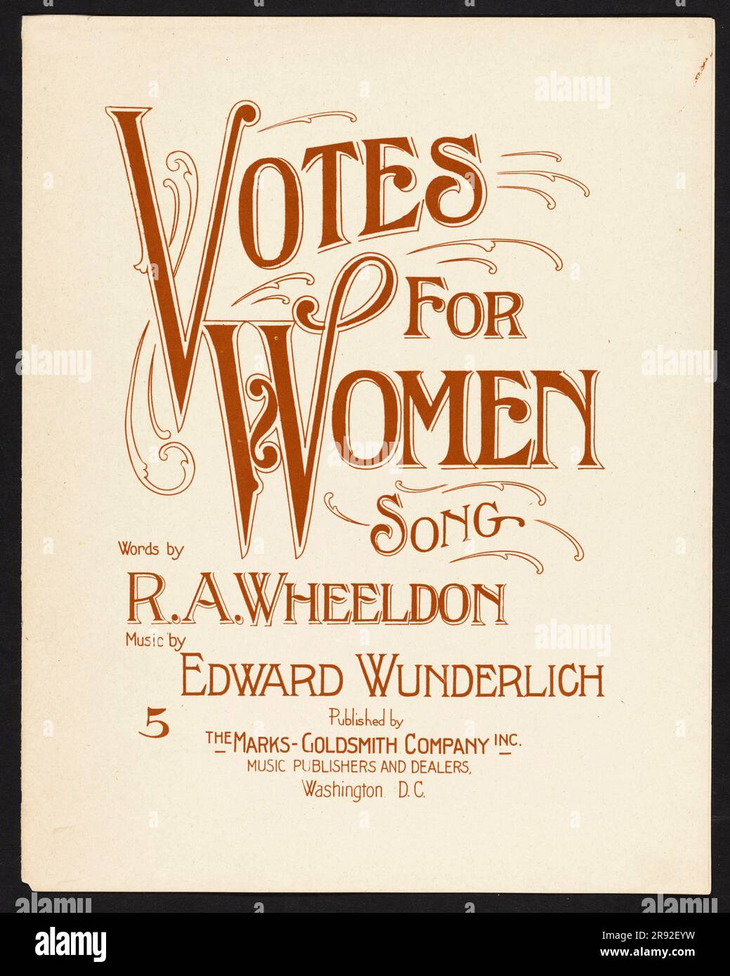 Notenblatt für einen Song von RA Wheeldon und Edward Wunderlich Stockfoto