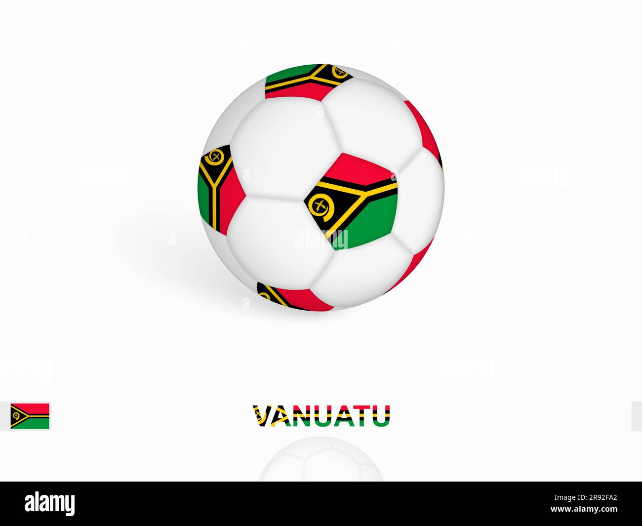 Fußball mit der Vanuatu-Flagge, Fußballausrüstung. Vektordarstellung. Stock Vektor