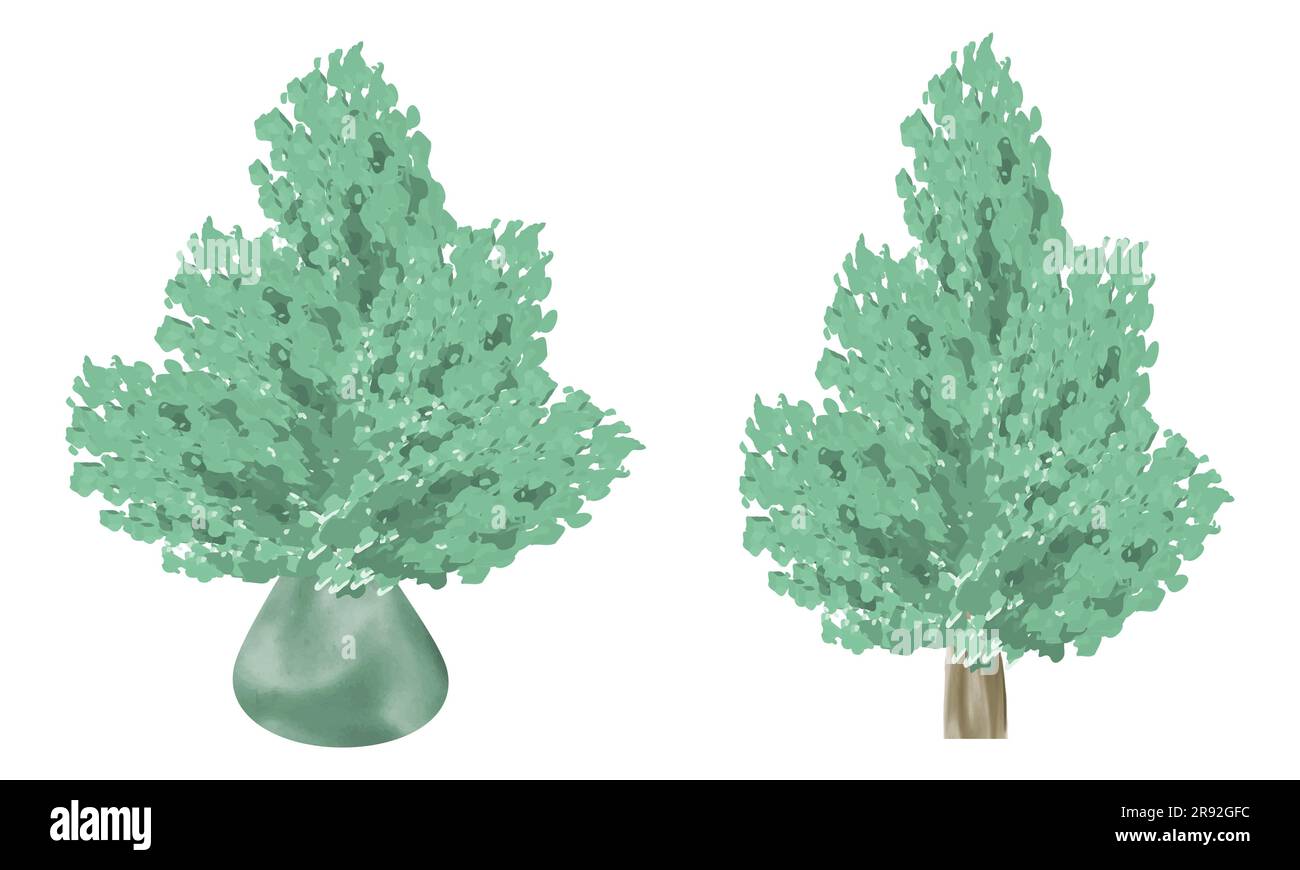 Aquarellbäume Vektordarstellung isoliert auf weißem Hintergrund Stock Vektor