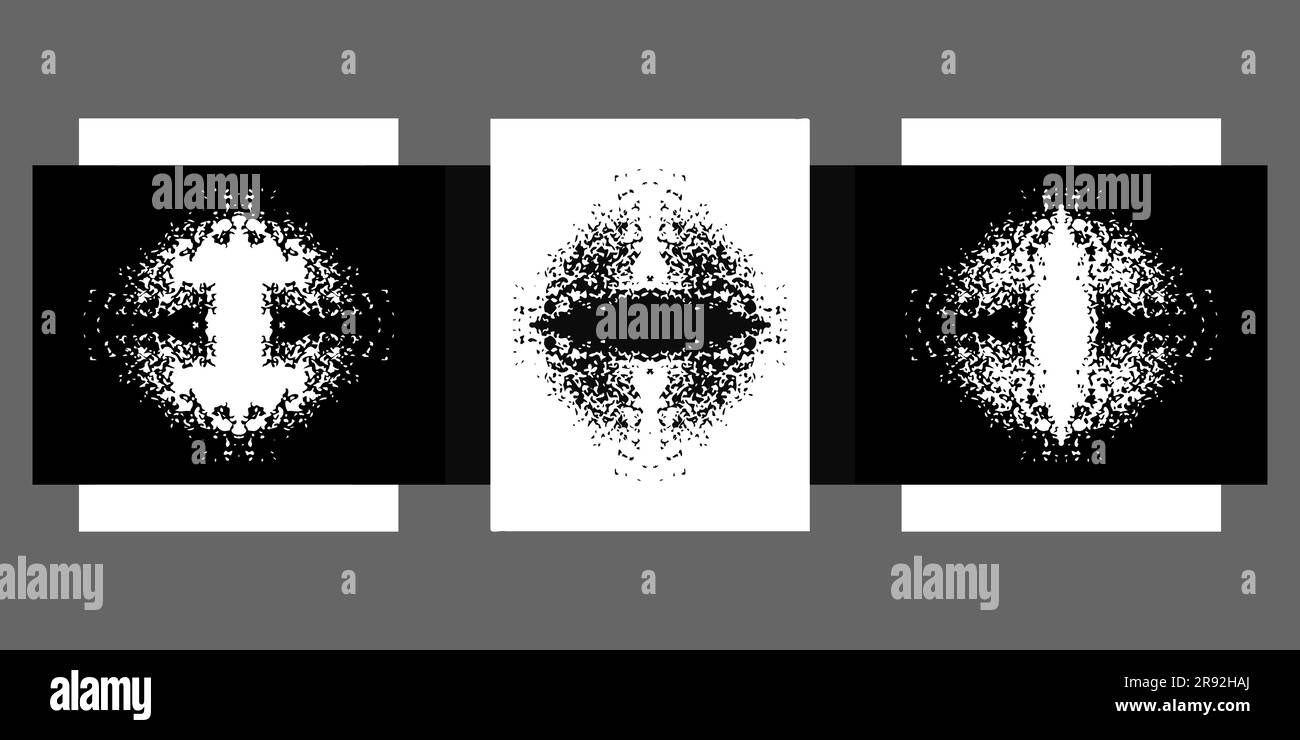 Abstrakter Schwarzweißdruck Optische Illusionsvektordarstellung isoliert auf grauem Hintergrund Stock Vektor