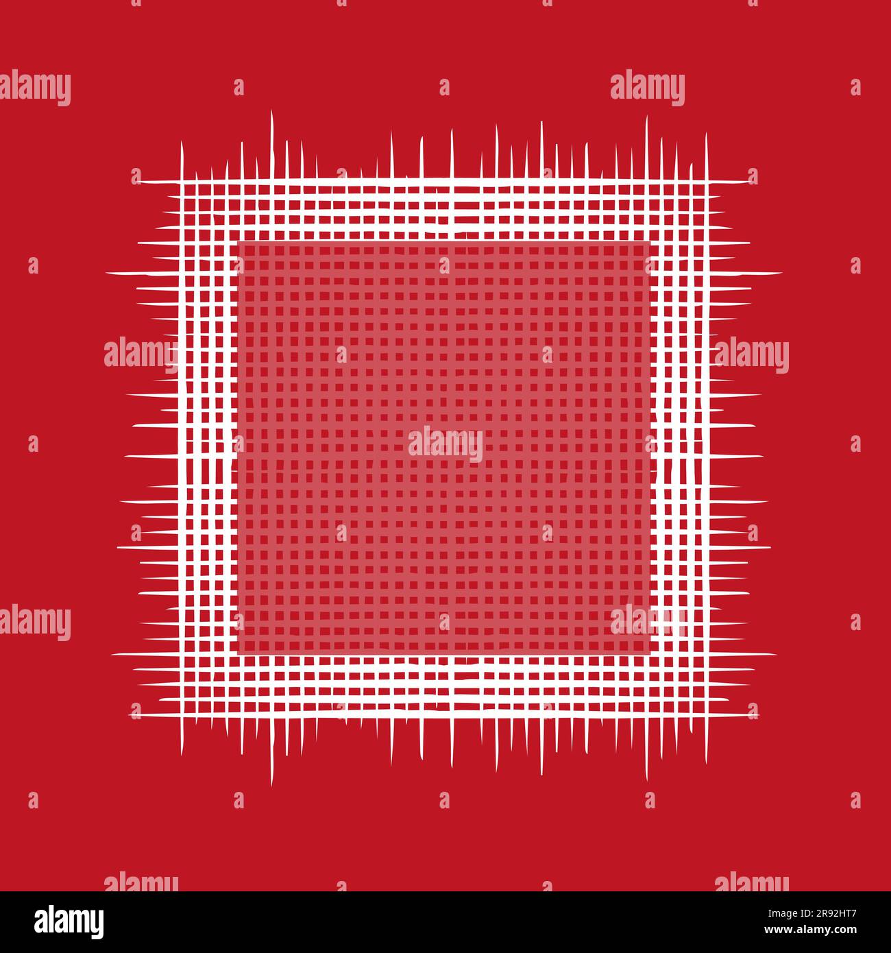 Weißer quadratischer Rahmen auf rotem Hintergrund. Vektordarstellung Stock Vektor