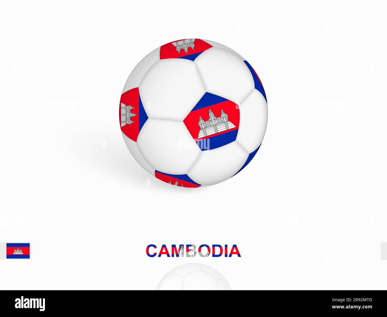 Fußball mit der kambodschanischen Flagge, Fußballsportausrüstung. Vektordarstellung. Stock Vektor