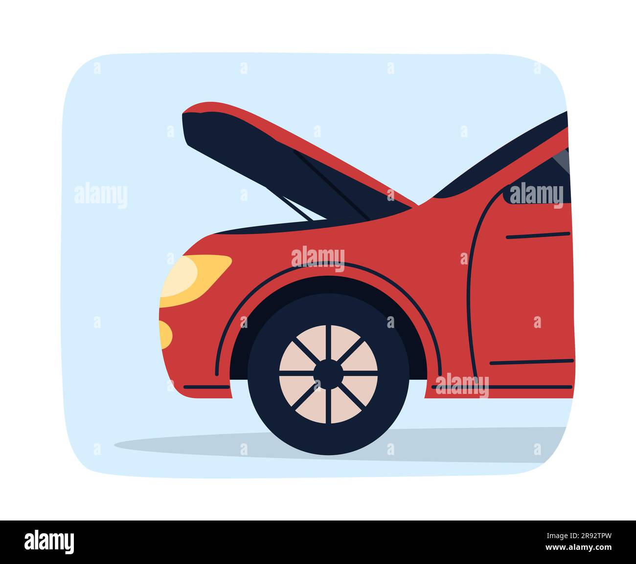 Rotes Auto mit offener Motorhaube Stock Vektor