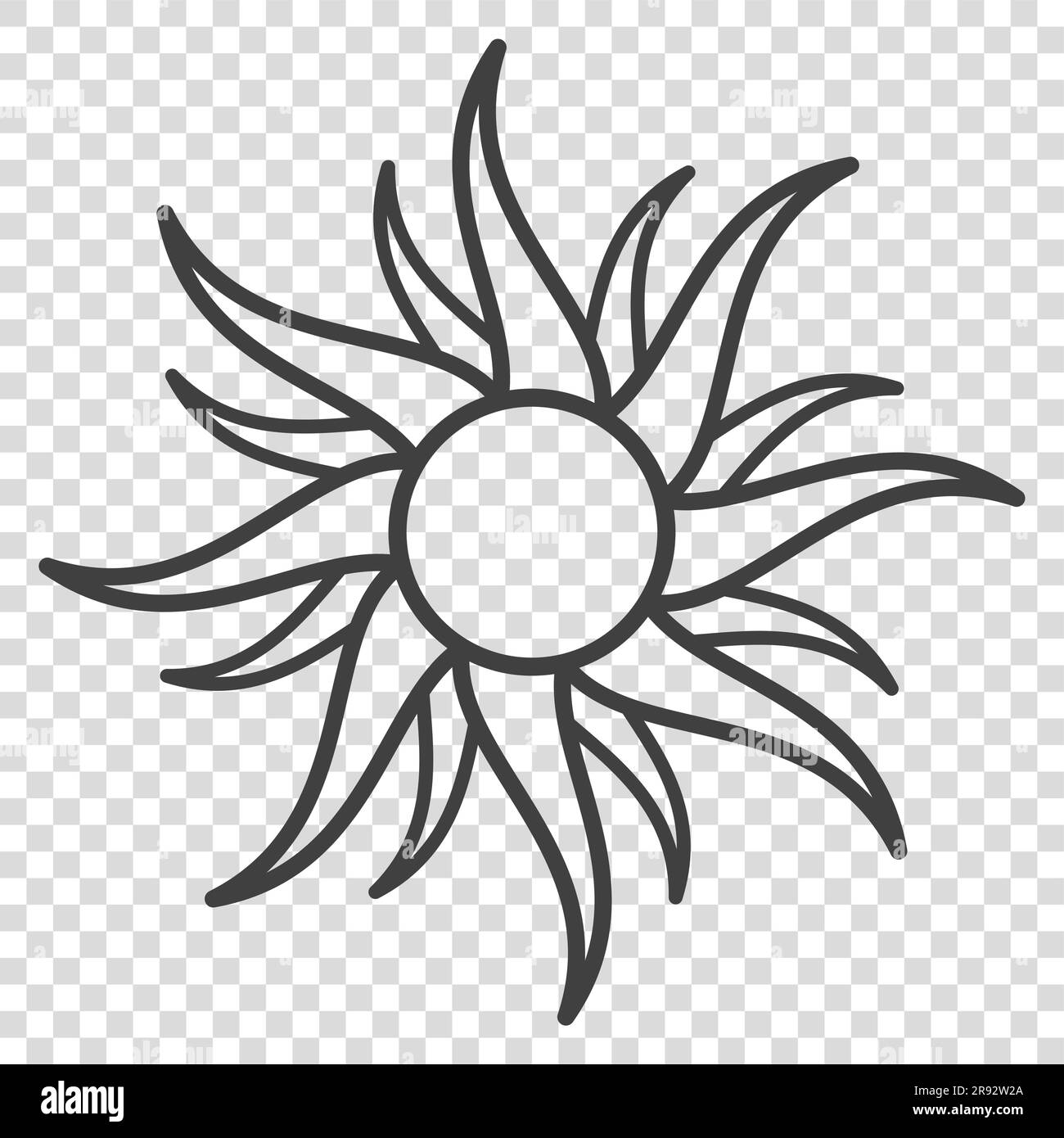 Vektordarstellung von Sun Tribal Flaming Outline isoliert auf transparentem Hintergrund Stock Vektor