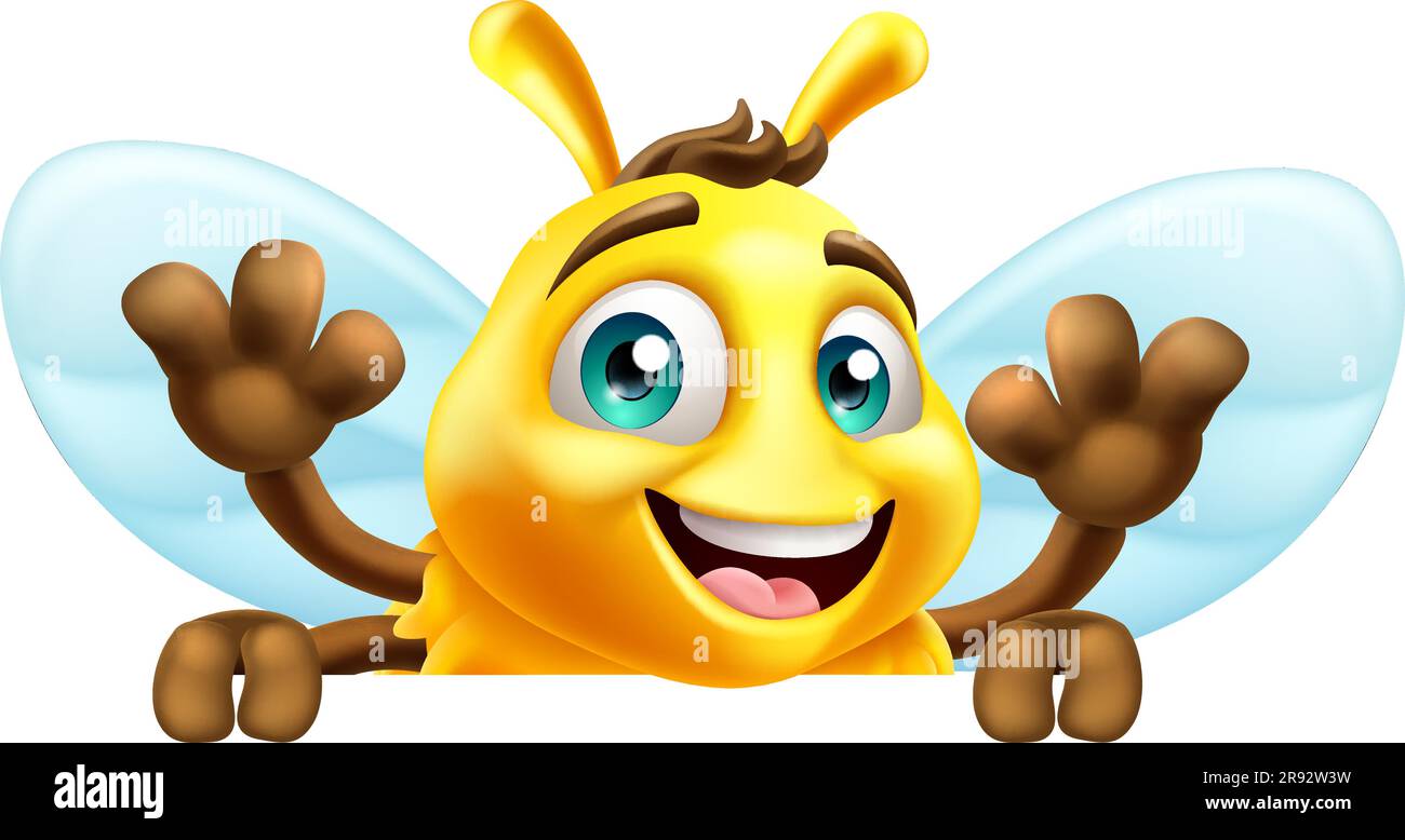 Honey Bumble Bee Cartoon Bumblebee Süße Maskottchen Stock Vektor