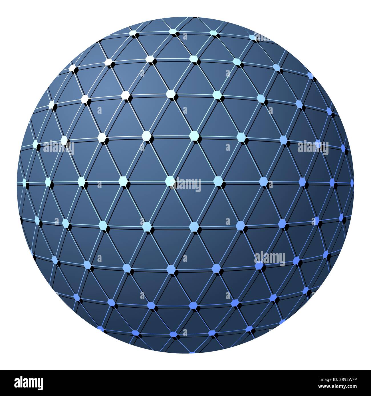 Kugel mit verbundenen Linien. Globale digitale Verbindungen. Darstellung des Drahtmodells. Abstraktes 3D-Gitterdesign. Vektordarstellung. Isoliert auf weiß Stock Vektor
