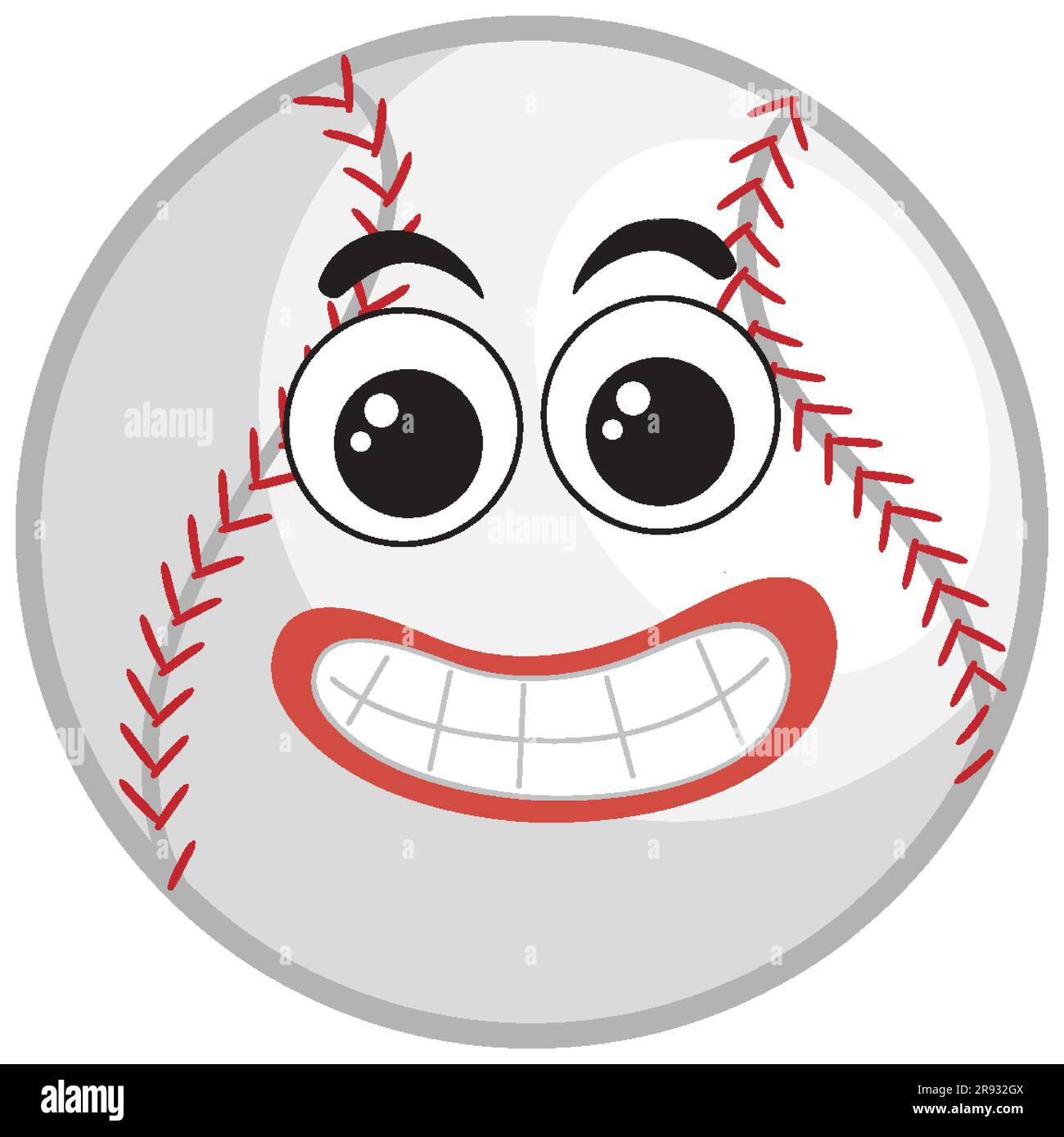 Baseball-Cartoon-Figur mit Illustration von Augen und Mund Stock Vektor