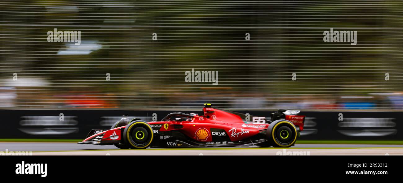 Carlos Sainz (ESP) vom Team Ferrari während des FP3. Jahres beim Grand Prix der australischen Formel 1 auf dem Albert Park Street Circuit am 1. April 2023. Stockfoto