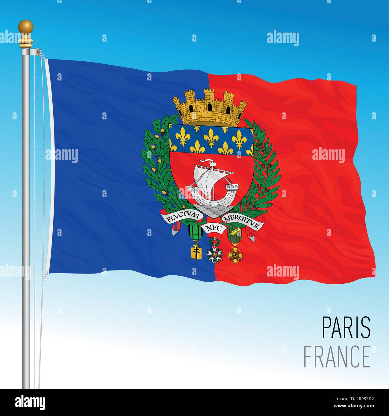 Fahne der Stadt Paris, Frankreich, Europäische Union, Vektordarstellung Stock Vektor