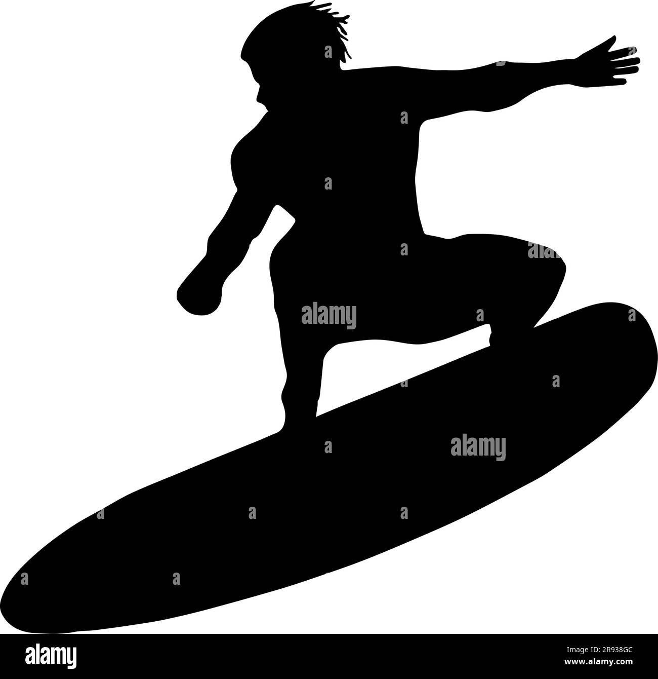 Silhouette eines Surfers. Schwarze Konturen vor transparentem Hintergrund. Stock Vektor