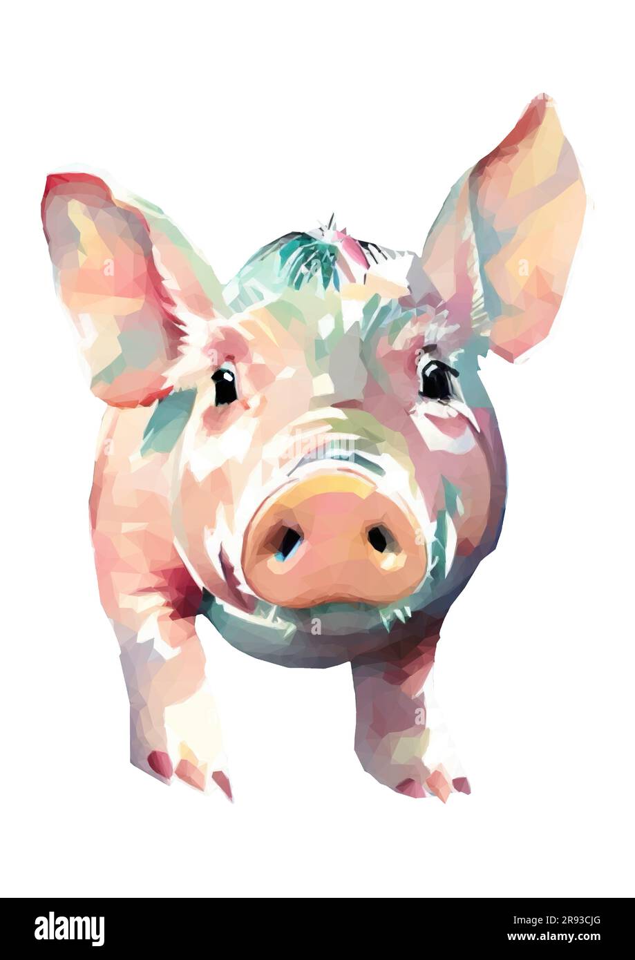 Das Aquarellferkel als Vektor in der Low-Poly-Kunst Schweinchen vor weißem Hintergrund. Stock Vektor