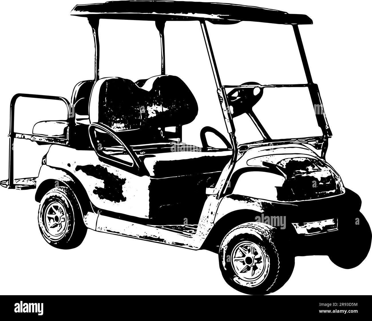 Golf Car-Illustration in Schwarz isoliert Stock Vektor