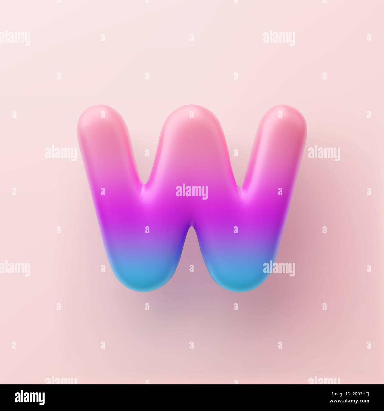 3D farbiger verlaufender Buchstabe W auf hellem Hintergrund. Stock Vektor