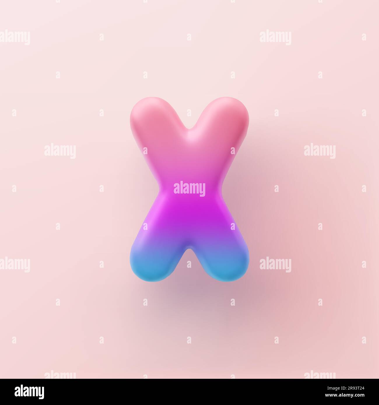 3D farbenfroher Buchstabe X auf hellem Hintergrund. Stock Vektor