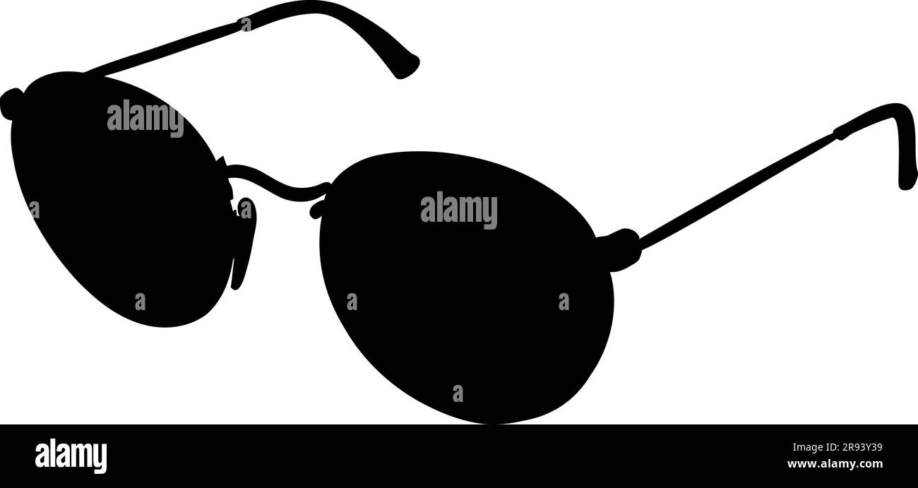 Vektorform von Metallrahmen-Sonnenbrillen. Vektordarstellung getönter Gläser mit Metallrahmen zum Schutz vor der hellen Sonne. Sommersonnenvektor Stock Vektor