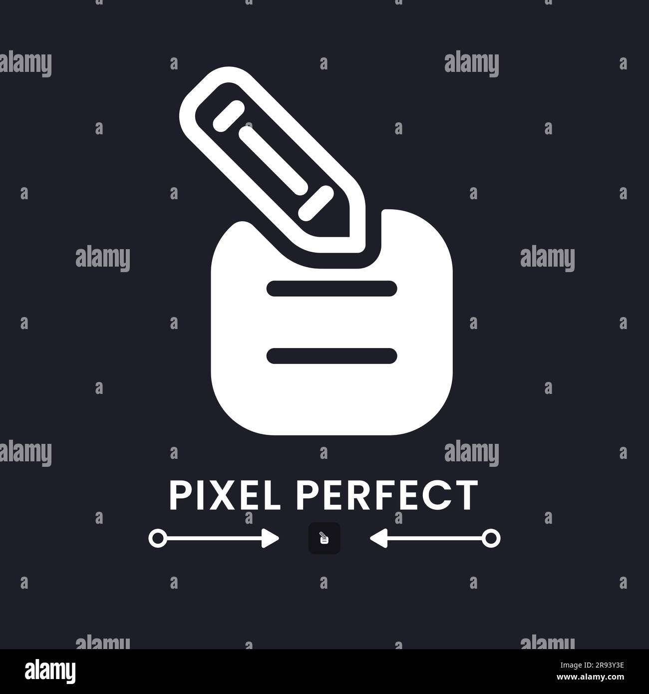 Hinweis mit Bleistift, weißes, durchgehendes Desktop-Symbol Stock Vektor