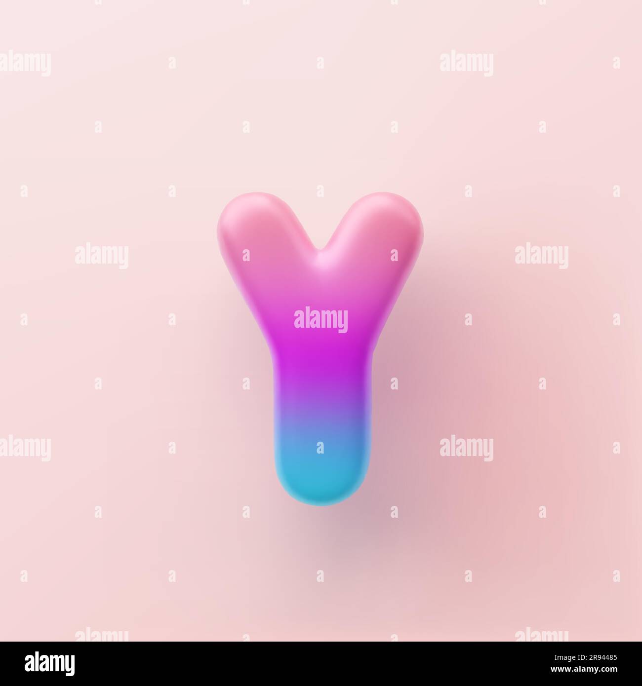 3D farbiger verlaufender Buchstabe Y auf hellem Hintergrund. Stock Vektor