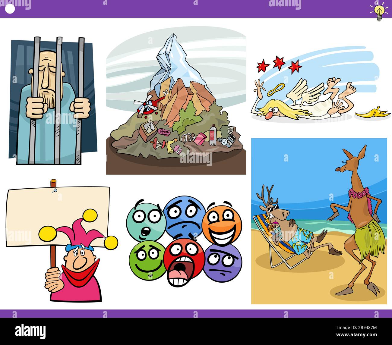 Illustrationen mit humorvollen Zeichentrickkonzepten oder Metaphern und Ideen mit Comic-Figuren Stock Vektor