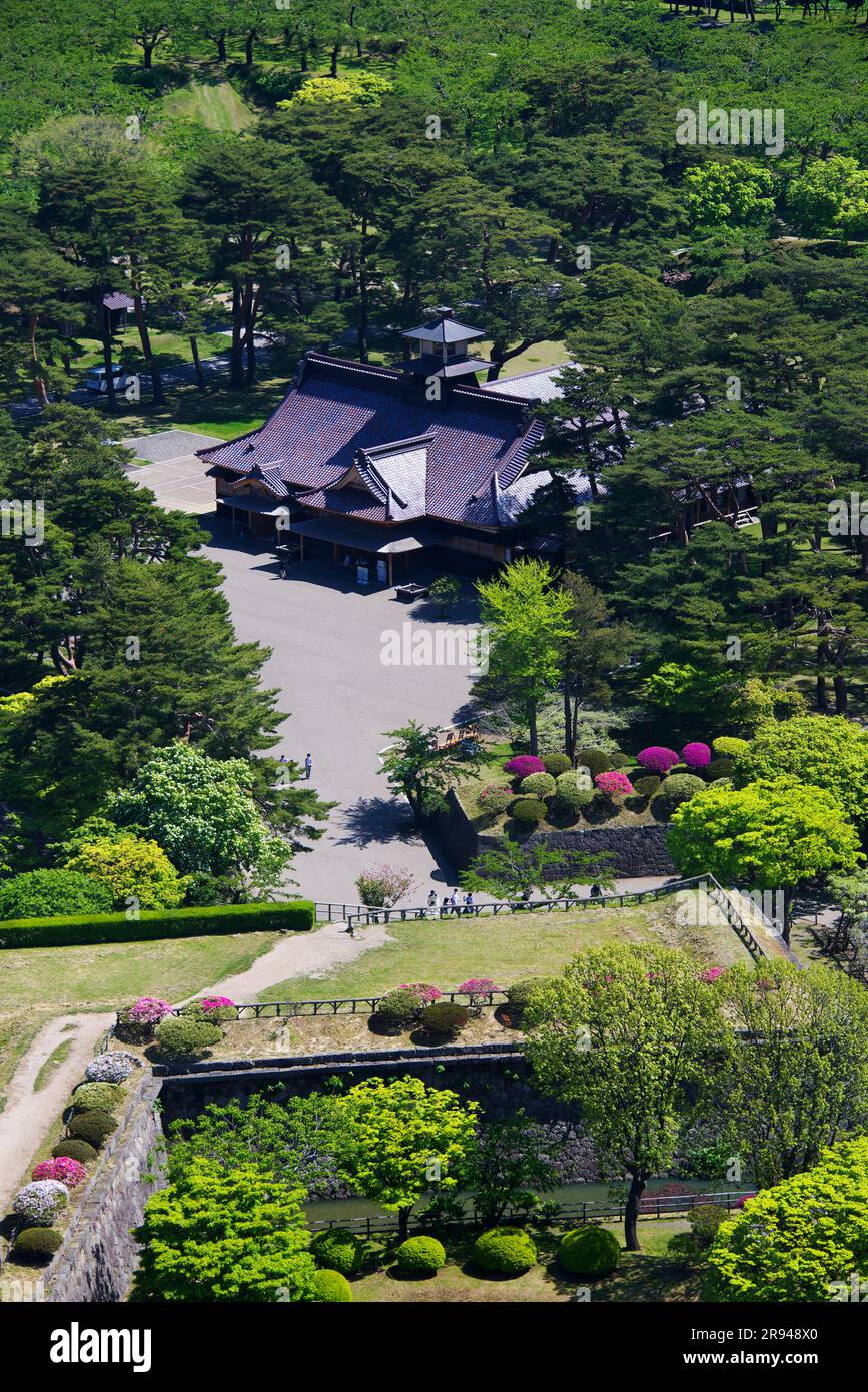 Hakodate Magistratsbüro und Goryokaku Park Stockfoto