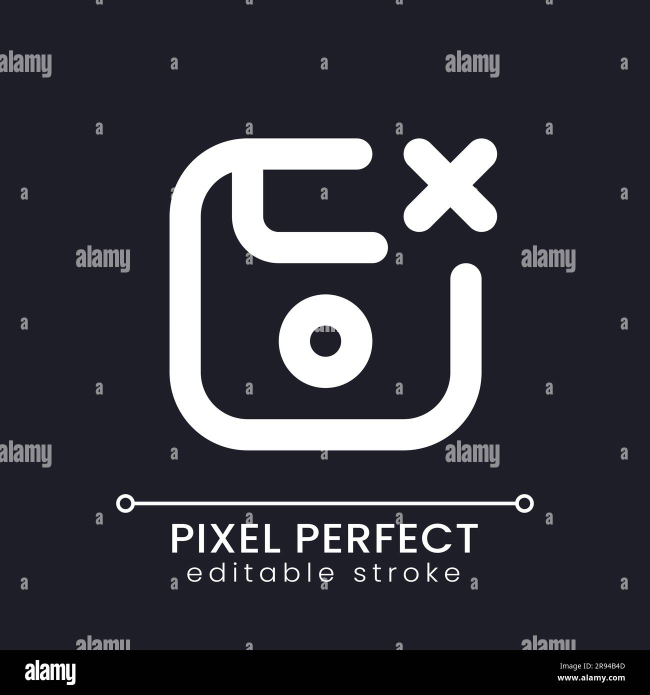 Speichern des Pixel Perfect White linear ui-Symbols für dunkles Design abbrechen Stock Vektor